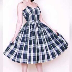 Bernie Dexter Navy Plaid Midi Dress